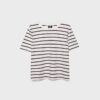 Tricou de bază cu dungi, croială regular, din material gros Tricou de bază cu dungi, croială regular, din material gros