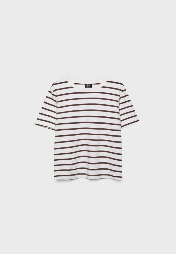 Tricou de bază cu dungi, croială regular, din material gros Tricou de bază cu dungi, croială regular, din material gros