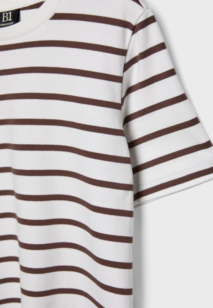 Tricou de bază cu dungi, croială regular, din material gros Tricou de bază cu dungi, croială regular, din material gros