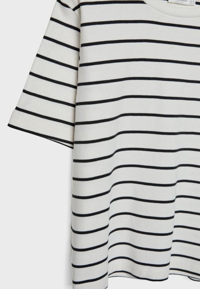 Tricou de bază cu dungi, croială regular, din material gros Tricou de bază cu dungi, croială regular, din material gros