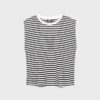 Tricou de bază cu dungi și umeri căptușiți Tricou de bază cu dungi și umeri căptușiți