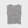 Tricou de bază cu dungi și umeri căptușiți Tricou de bază cu dungi și umeri căptușiți