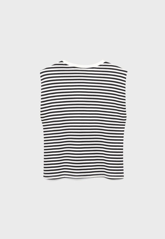 Tricou de bază cu dungi și umeri căptușiți Tricou de bază cu dungi și umeri căptușiți