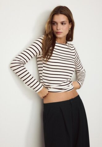 Tricou de bază cu mâneci lungi și dungi