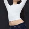 Tricou de bază din bumbac cu mâneci lungi Tricou de bază din bumbac cu mâneci lungi