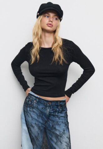 Tricou de bază din bumbac cu mâneci lungi