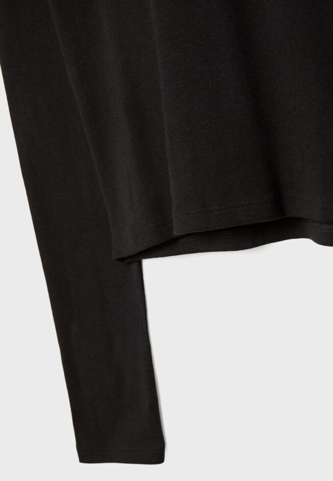 Tricou de bază din bumbac cu mâneci lungi Tricou de bază din bumbac cu mâneci lungi