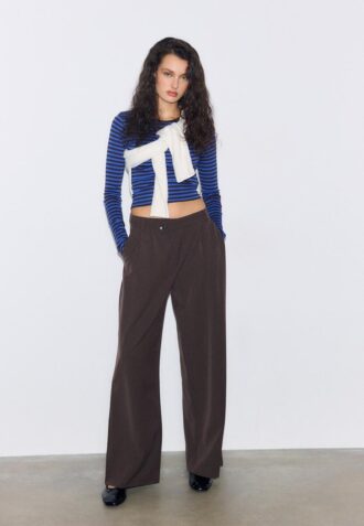 Tricou de bază din bumbac cu mâneci lungi și dungi