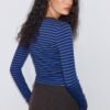 Tricou de bază din bumbac cu mâneci lungi și dungi Tricou de bază din bumbac cu mâneci lungi și dungi