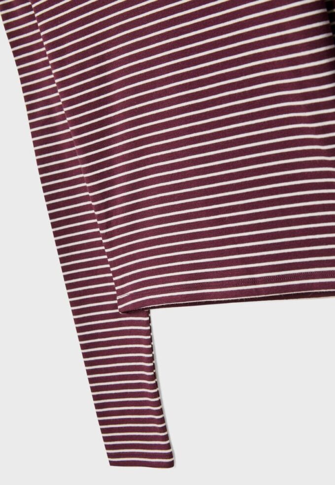 Tricou de bază din bumbac cu mâneci lungi și dungi Tricou de bază din bumbac cu mâneci lungi și dungi