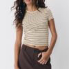 Tricou de bază slim fit cu dungi Tricou de bază slim fit cu dungi