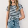 Tricou de bază slim fit cu dungi Tricou de bază slim fit cu dungi