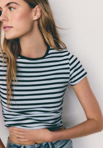 Tricou de bază slim fit cu dungi