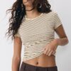 Tricou de bază slim fit cu dungi Tricou de bază slim fit cu dungi