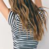 Tricou de bază slim fit cu dungi Tricou de bază slim fit cu dungi