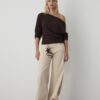 Tricou din tricot cu guler barcă și centură Tricou din tricot cu guler barcă și centură