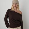 Tricou din tricot cu guler barcă și centură Tricou din tricot cu guler barcă și centură
