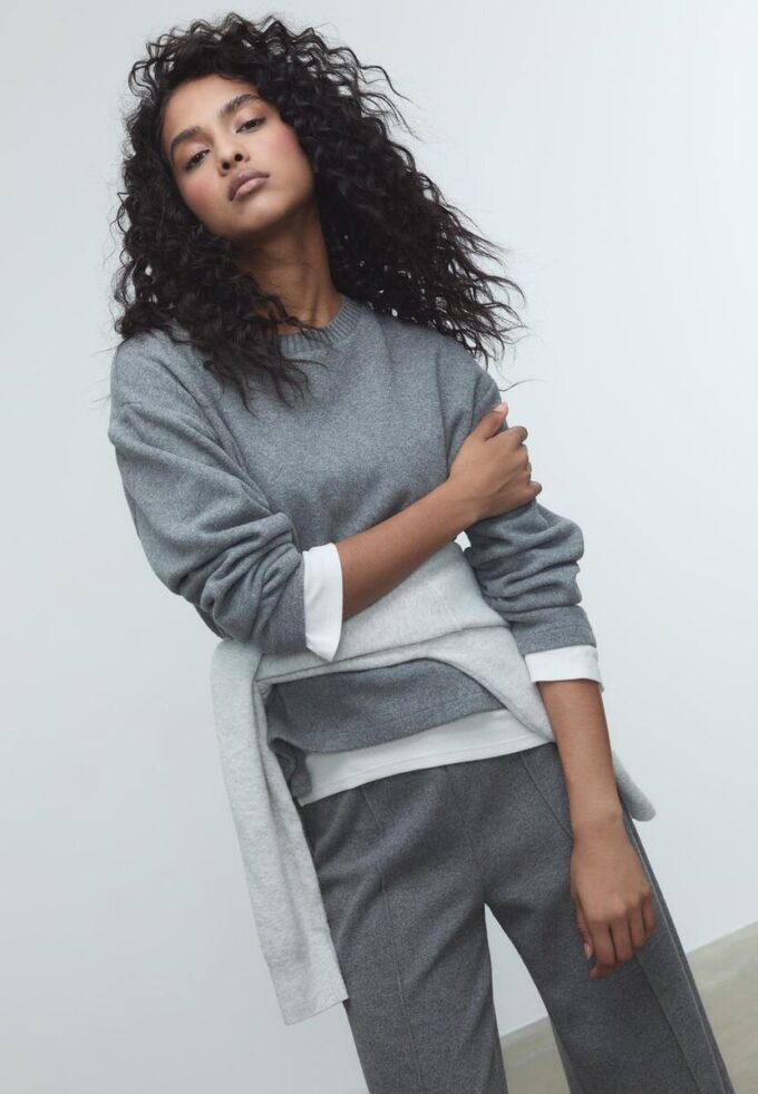 Tricou din tricot cu guler rotund