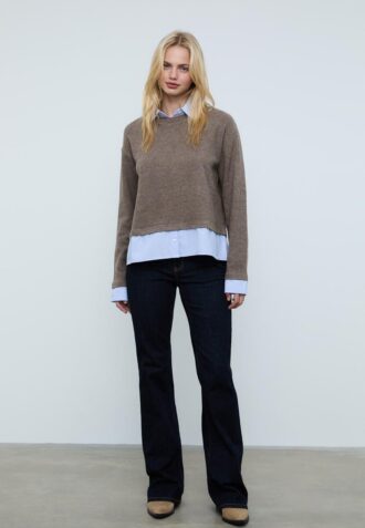 Tricou din tricot din două materiale