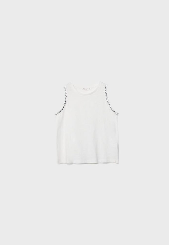 Tricou fără mâneci cu broderie cu ținte