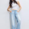 Tricou fără mâneci cu guler în formă de pâlnie