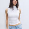 Tricou fără mâneci cu guler în formă de pâlnie