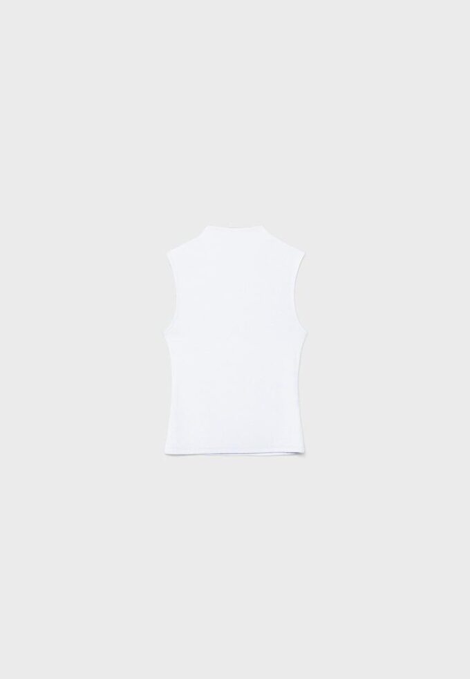 Tricou fără mâneci cu guler în formă de pâlnie