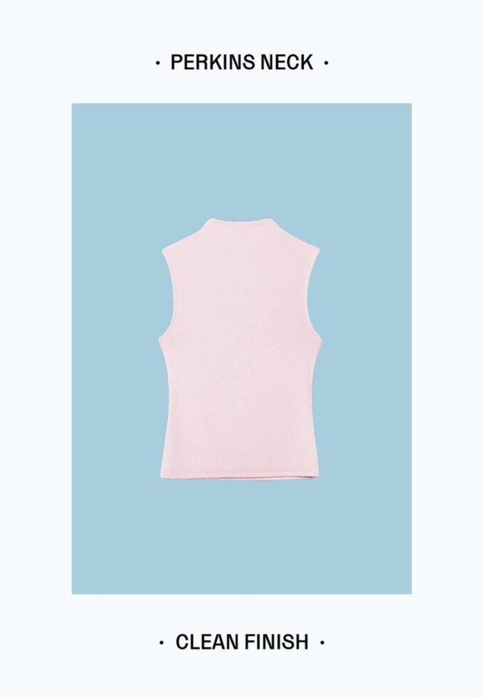 Tricou fără mâneci cu guler în formă de pâlnie Tricou fără mâneci cu guler în formă de pâlnie