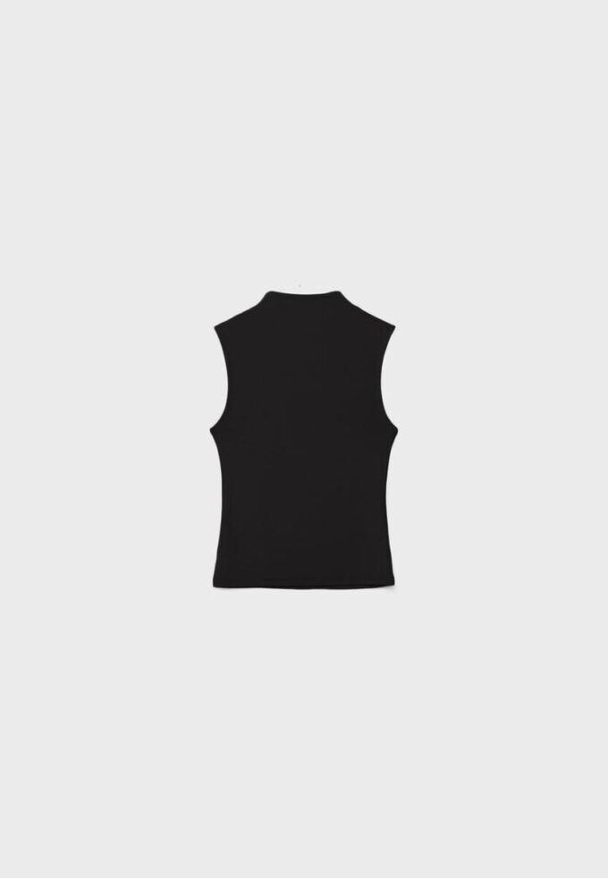 Tricou fără mâneci cu guler în formă de pâlnie