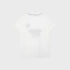 Tricou mulat cu dantelă și detalii grafice Tricou mulat cu dantelă și detalii grafice