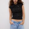 Tricou în stil Qipao cu imprimeu floc Tricou în stil Qipao cu imprimeu floc