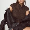 Tricou în stil Qipao cu imprimeu floc Tricou în stil Qipao cu imprimeu floc