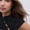 Tricou în stil Qipao cu imprimeu floc Tricou în stil Qipao cu imprimeu floc