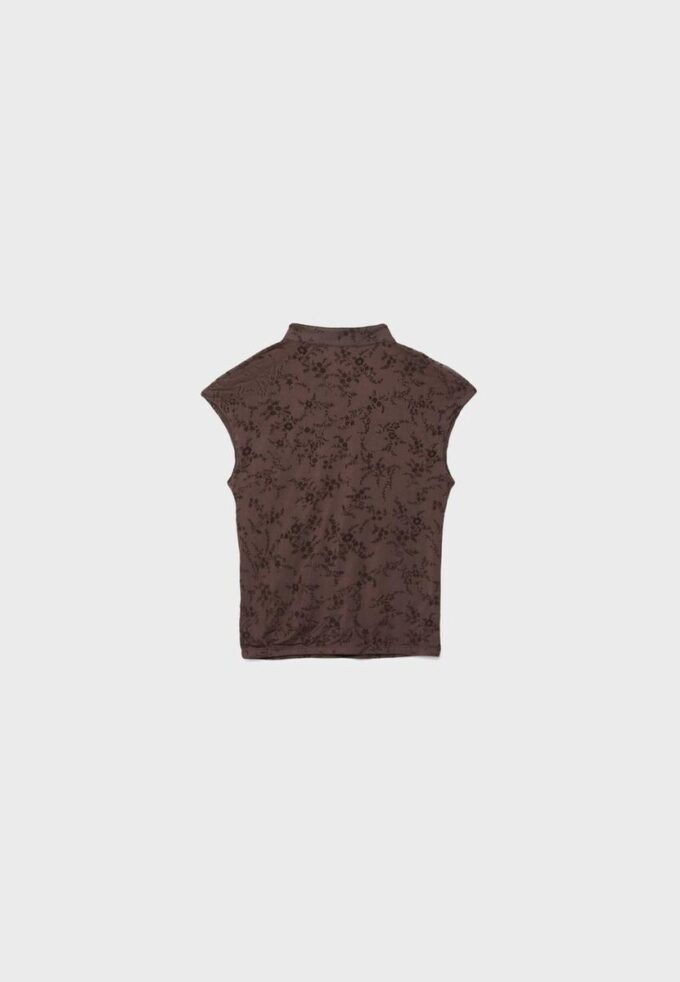 Tricou în stil Qipao cu imprimeu floc Tricou în stil Qipao cu imprimeu floc