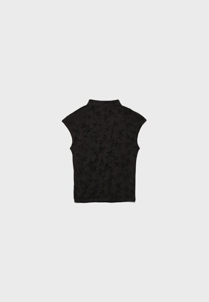 Tricou în stil Qipao cu imprimeu floc Tricou în stil Qipao cu imprimeu floc