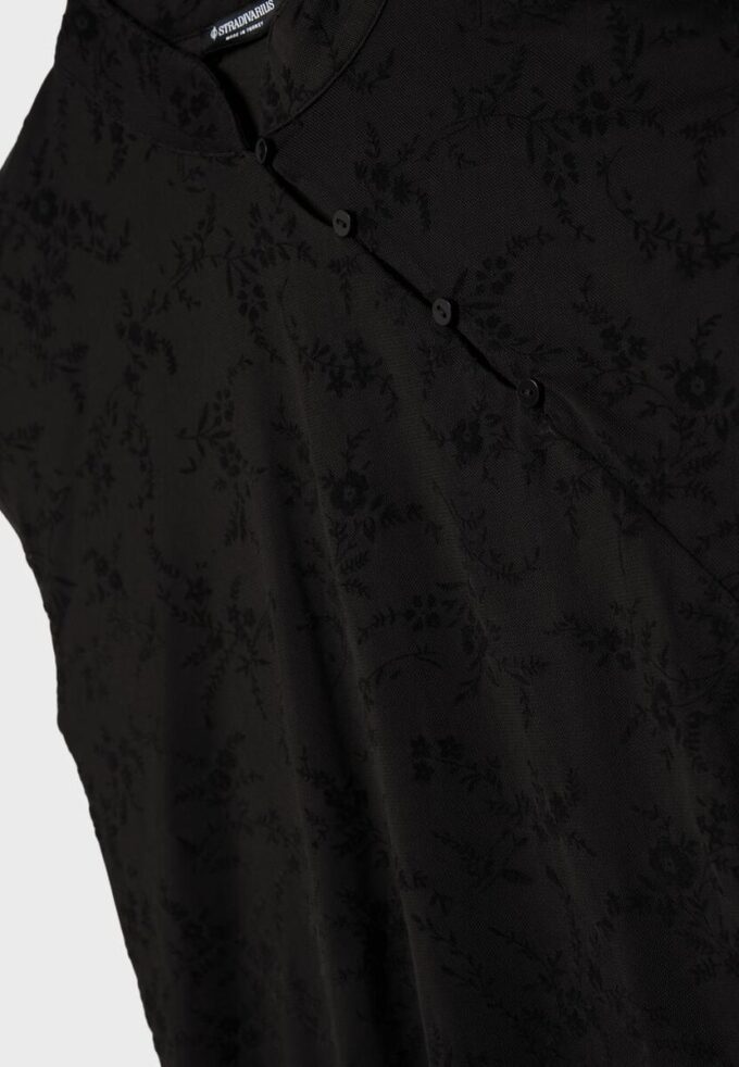 Tricou în stil Qipao cu imprimeu floc Tricou în stil Qipao cu imprimeu floc