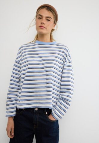 Tricou oversize cu mâneci lungi și dungi