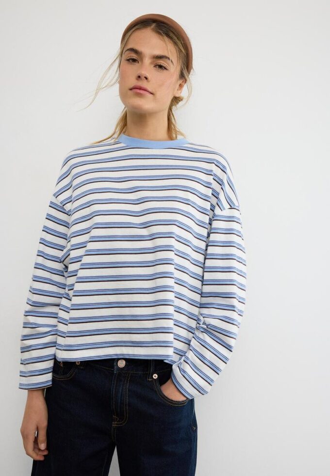 Tricou oversize cu mâneci lungi și dungi Tricou oversize cu mâneci lungi și dungi