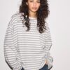 Tricou oversize cu mâneci lungi și dungi Tricou oversize cu mâneci lungi și dungi