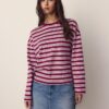Tricou oversize cu mâneci lungi și dungi Tricou oversize cu mâneci lungi și dungi