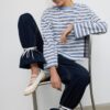 Tricou oversize cu mâneci lungi și dungi Tricou oversize cu mâneci lungi și dungi