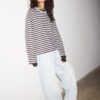 Tricou oversize cu mâneci lungi și dungi Tricou oversize cu mâneci lungi și dungi