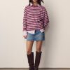 Tricou oversize cu mâneci lungi și dungi Tricou oversize cu mâneci lungi și dungi