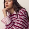 Tricou oversize cu mâneci lungi și dungi Tricou oversize cu mâneci lungi și dungi