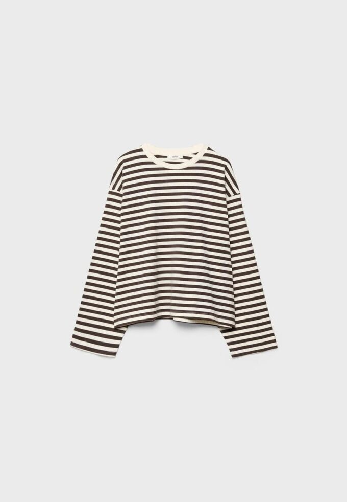 Tricou oversize cu mâneci lungi și dungi Tricou oversize cu mâneci lungi și dungi