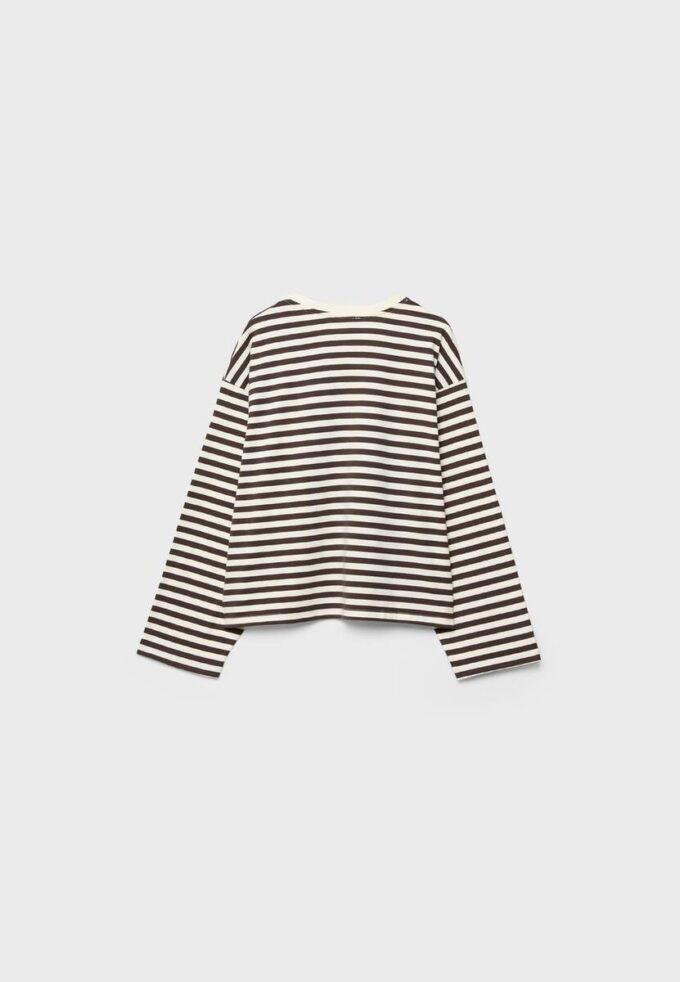 Tricou oversize cu mâneci lungi și dungi Tricou oversize cu mâneci lungi și dungi