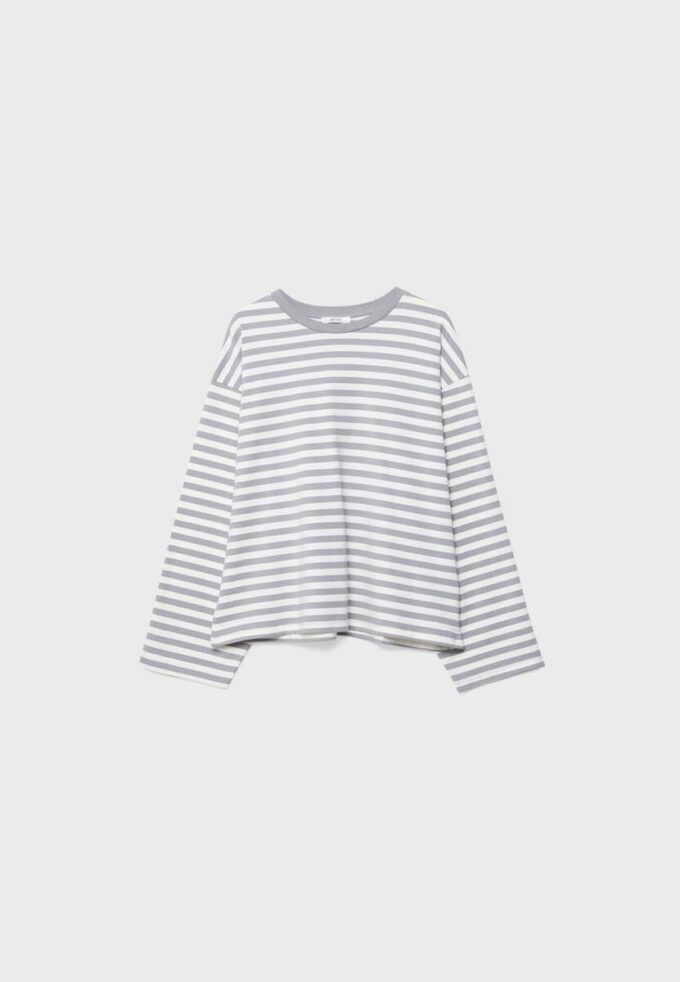 Tricou oversize cu mâneci lungi și dungi Tricou oversize cu mâneci lungi și dungi