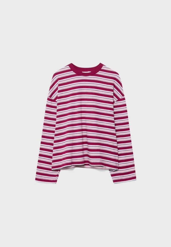 Tricou oversize cu mâneci lungi și dungi Tricou oversize cu mâneci lungi și dungi