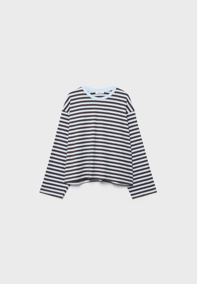 Tricou oversize cu mâneci lungi și dungi Tricou oversize cu mâneci lungi și dungi