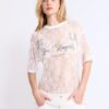 Tricou oversize din dantelă cu detalii grafice Tricou oversize din dantelă cu detalii grafice